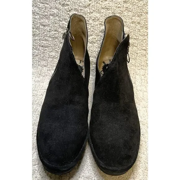 FLY London Black Suede PORO893FLY Ankle Booties NIB 40 US 9 9.5 Boots Zipper